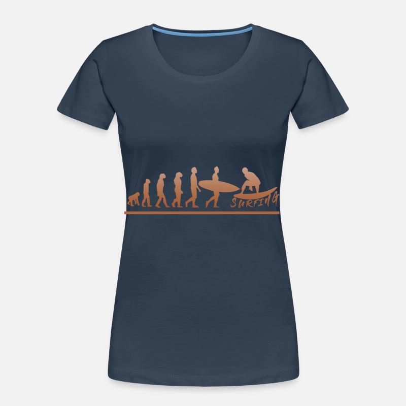 Surfen bis zur Evolution - Surfing until evolution - Frauen Premium Bio T-Shirt - Navy