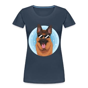 Cadeau Berger Allemand Chien Berger Allemand Cadeau Chien Berger Allemand - T-shirt bio Premium Femme - bleu marine - Devant - Mia (176cm)