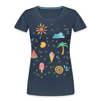 Sommer - Frauen Premium Bio T-Shirt - Navy - Vorne - Mia (176cm)