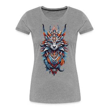 Spiritual Dragon Power Animal amérindien - T-shirt bio Premium Femme - bleu marine - Devant - Mia (176cm)