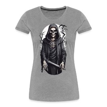 Squelette d’Halloween d’horreur gothique - T-shirt bio Premium Femme - bleu marine - Devant - Mia (176cm)