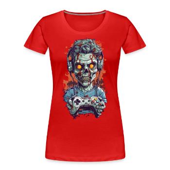 Spooky Zombie Gamer Halloween Look - Women's Premium Organic T-Shirt - navy - Front - Mia (176cm)