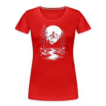 Landscape Nature Mountains Forest Trees Tree River Mountain - Women's Premium Organic T-Shirt - navy - Front - Mia (176cm)