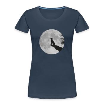 Vollmond Klippe Hund Dog Labrador Werwolf heulen - T-shirt bio Premium Femme - bleu marine - Devant - Mia (176cm)