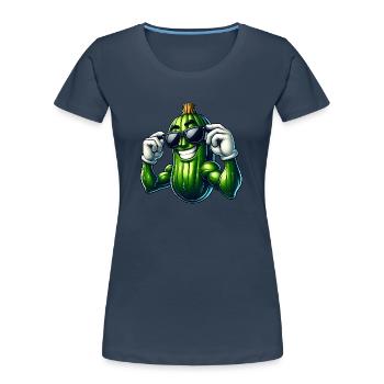 Coole Gurke Gewürzgurke Gemüse Cartoon - Frauen Premium Bio T-Shirt - Navy - Vorne - Mia (176cm)