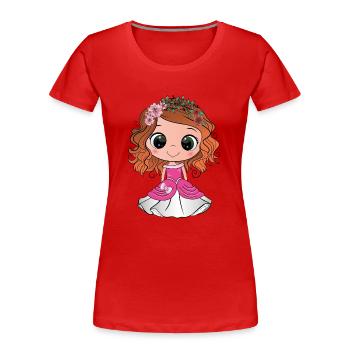 Princesse rousse aux yeux verts et une robe rose - T-shirt bio Premium Femme - bleu marine - Devant - Mia (176cm)