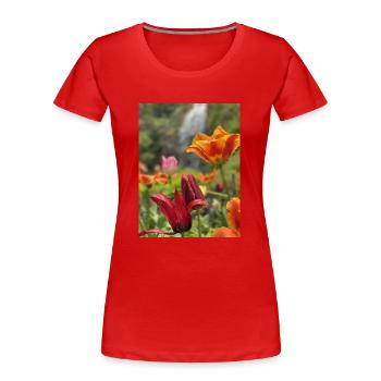 Tulpen bunt - Frauen Premium Bio T-Shirt -  - Vorne - Mia (176cm)