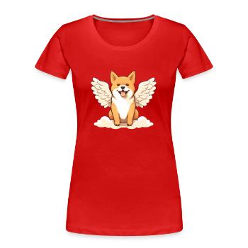 Mignon Shiba Inu Angel avec des ailes - T-shirt bio Premium Femme - bleu marine - Devant - Mia (176cm)
