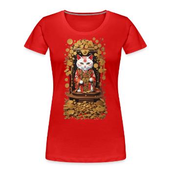 Aesthetic Lucky Cat Japan Lucky Charm Cat - Women's Premium Organic T-Shirt - navy - Front - Mia (176cm)