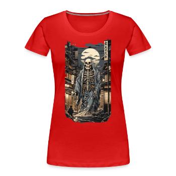Ukiyo-E Yokai Skeleton Demon Edo Vintage Design - Women's Premium Organic T-Shirt - navy - Front - Mia (176cm)