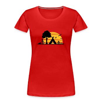 Freizeit - Camping Zelten Sonne - Frauen Premium Bio T-Shirt - Navy - Vorne - Mia (176cm)