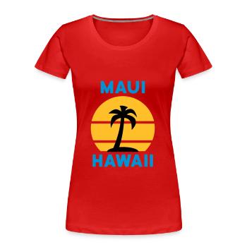 Maui, Hawaii (Sun, Palm, Island) - Women's Premium Organic T-Shirt - navy - Front - Mia (176cm)