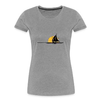 Schiffe - Segelboot Sonne - Frauen Premium Bio T-Shirt - Navy - Vorne - Mia (176cm)