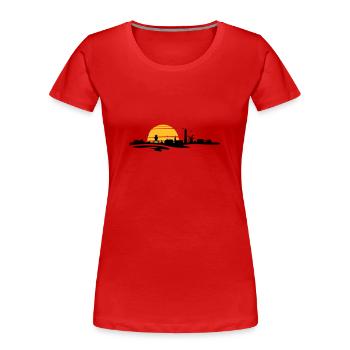 Skyline - Küste Amrum - Frauen Premium Bio T-Shirt - Navy - Vorne - Mia (176cm)