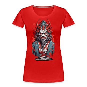 Oni Dämon im Ukiyo-E Japan Kunst Stil - Frauen Premium Bio T-Shirt - Navy - Vorne - Mia (176cm)