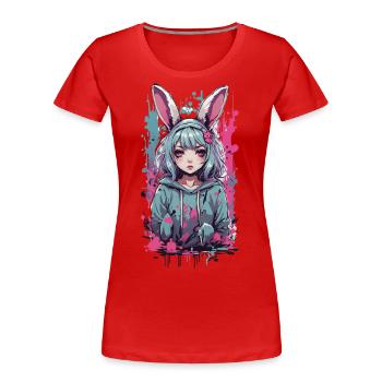 Anime Girl Bunny Kemonomimi Kawaii Gothique Design - T-shirt bio Premium Femme - bleu marine - Devant - Mia (176cm)