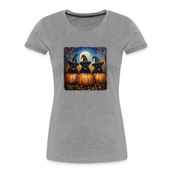 schwarze Katzen mit Kürbissen Halloween Herbst - Frauen Premium Bio T-Shirt - Navy - Vorne - Mia (176cm)
