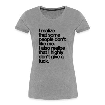 MANCHE MENSCHEN MÖGEN MICH NICHT. SCHEISS DRAUF. - Frauen Premium Bio T-Shirt - Navy - Vorne - Mia (176cm)