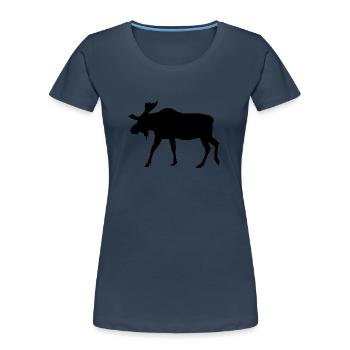 Elch Silhouette Schweden Urlaub Skandinavien - Frauen Premium Bio T-Shirt - Navy - Vorne - Mia (176cm)