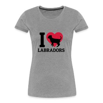 I love Labradors - Frauen Premium Bio T-Shirt - Navy - Vorne - Mia (176cm)