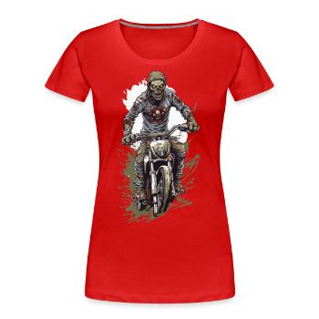 Zombie Halloween Cool Motocross Biker - Women's Premium Organic T-Shirt - navy - Front - Mia (176cm)