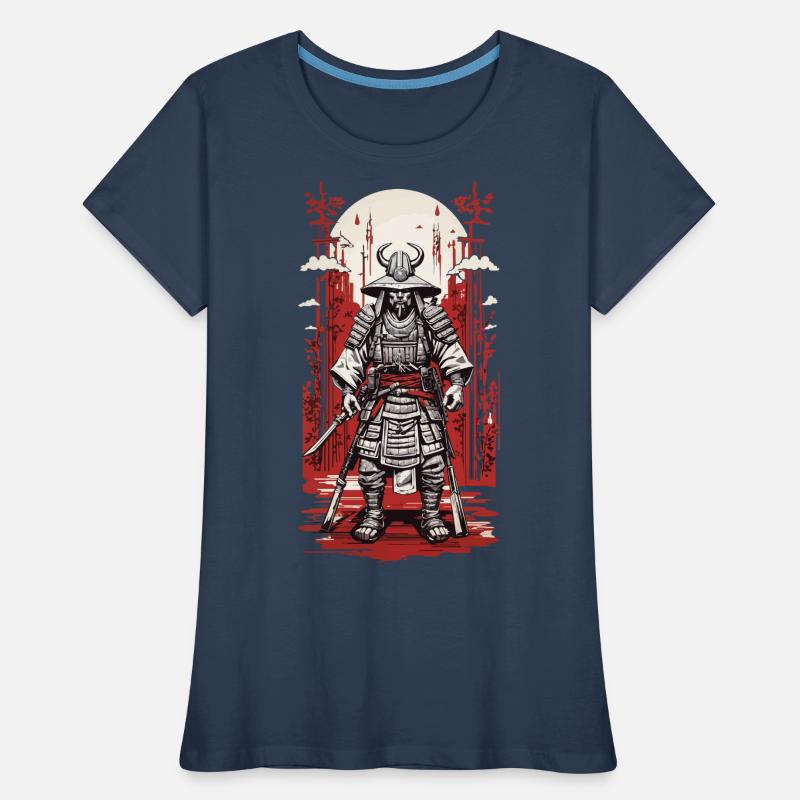 Samurai Retro Ukiyo-E Aesthetic Japan Design Frauen Premium Bio T-Shirt