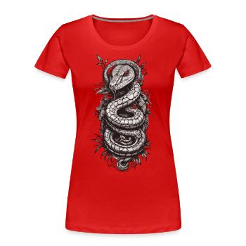 Japanese Tattoo Art Snake Aesthetic Design - Women's Premium Organic T-Shirt - navy - Front - Mia (176cm)