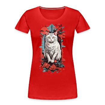 Popart Cat Love Retro Cat Artwork Cat - Women's Premium Organic T-Shirt - navy - Front - Mia (176cm)