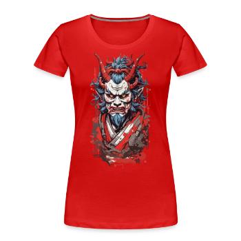 Yokai Ukiyo-e Streetwear Tokyo Japon Art Style - T-shirt bio Premium Femme - bleu marine - Devant - Mia (176cm)
