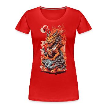 Asiatischer Drache Ukiyo-E Kunststil Ästethik - Frauen Premium Bio T-Shirt - Navy - Vorne - Mia (176cm)