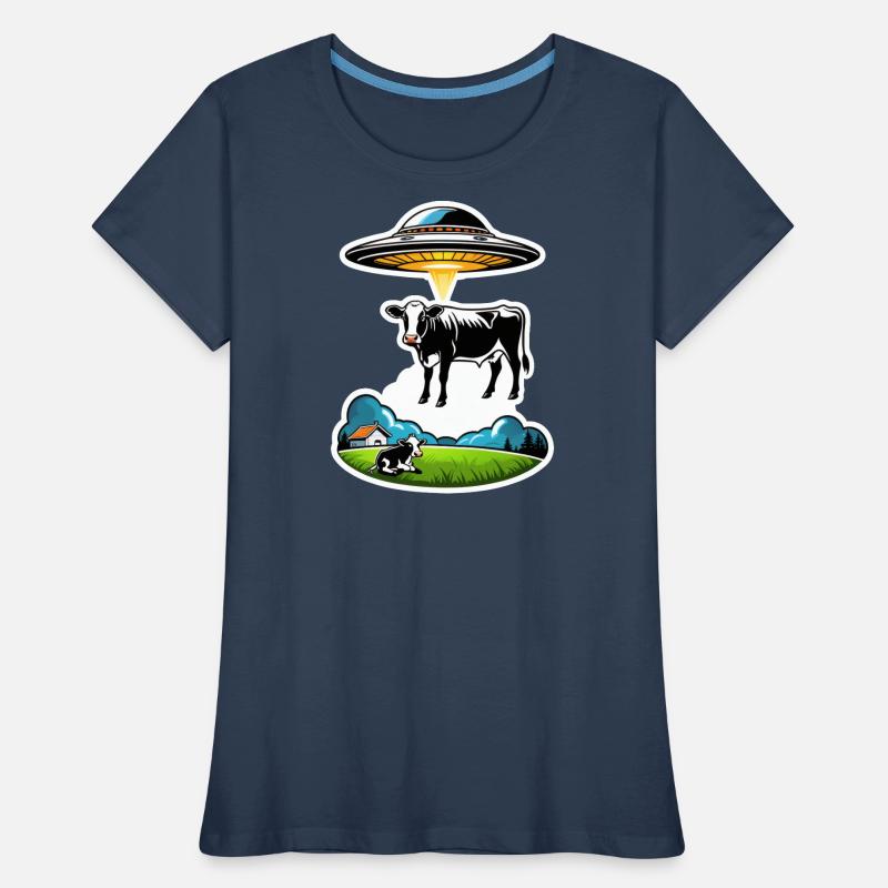 Alien UFO cow abduction Women's Premium Organic T-Shirt