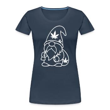 Zwerg/Wichtel mit Cannabissack auf dem Rücken - Frauen Premium Bio T-Shirt - Navy - Vorne - Mia (176cm)