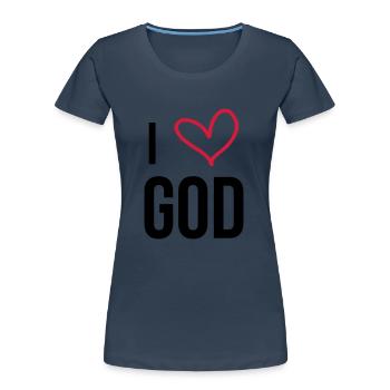 Christlich / Christ / Katholisch / Religion - Frauen Premium Bio T-Shirt - Navy - Vorne - Mia (176cm)