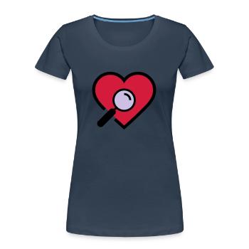 Loupe d'examen cardiaque - T-shirt bio Premium Femme - bleu marine - Devant - Mia (176cm)