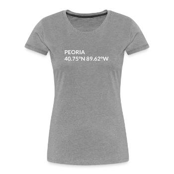 Coordonnées Peoria, Illinois, États-Unis - T-shirt bio Premium Femme - bleu marine - Devant - Mia (176cm)