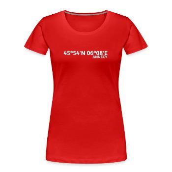 Coordonnées d’Annecy - T-shirt bio Premium Femme - bleu marine - Devant - Mia (176cm)