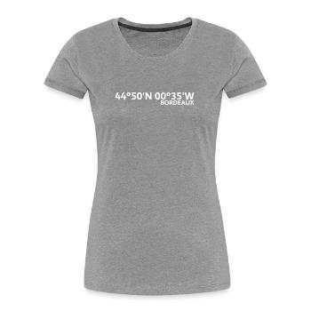 Coordonnées de Bordeaux - T-shirt bio Premium Femme - bleu marine - Devant - Mia (176cm)