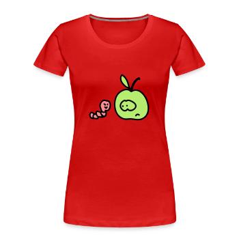 Apfel + Wurm 3 - Frauen Premium Bio T-Shirt - Navy - Vorne - Mia (176cm)