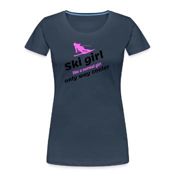 Fille de ski - T-shirt bio Premium Femme - bleu marine - Devant - Mia (176cm)