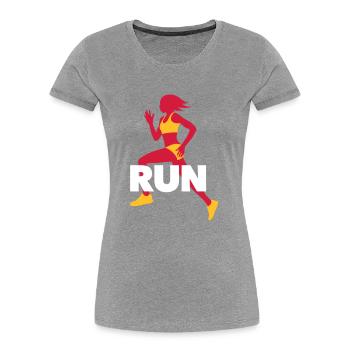 Running T-Shirt - Workout - Fitness - Women's Premium Organic T-Shirt - navy - Front - Mia (176cm)