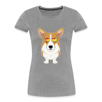 Welsh Corgi I Spain Sunglasses I Spanish Flag - Frauen Premium Bio T-Shirt - Navy - Vorne - Mia (176cm)