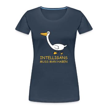 Intelligente Gans (b) - Frauen Premium Bio T-Shirt - Navy - Vorne - Mia (176cm)