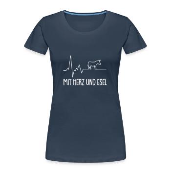mit herz und esel - Frauen Premium Bio T-Shirt - Navy - Vorne - Mia (176cm)