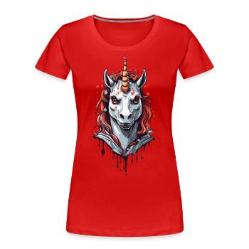 Dunkles Vampir Einhorn Halloween Design - Frauen Premium Bio T-Shirt - Navy - Vorne - Mia (176cm)