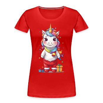 Colorful Christmas Magic Unicorn Winter Gifts - Women's Premium Organic T-Shirt - navy - Front - Mia (176cm)