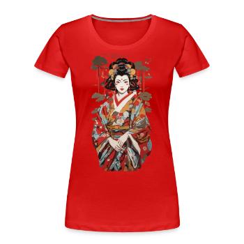 Geisha Kunst Japan Retro Stil - Frauen Premium Bio T-Shirt - Navy - Vorne - Mia (176cm)