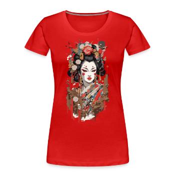 Geisha Popart Streetwear Retro Japan Art Style - Women's Premium Organic T-Shirt - navy - Front - Mia (176cm)