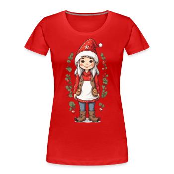 Nordischer Weihnachtswichtel Elf Mama Gnom Design - Frauen Premium Bio T-Shirt - Navy - Vorne - Mia (176cm)