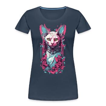 Düstere Gothic Sphynx Katze Pastel Goth Design - Frauen Premium Bio T-Shirt - Navy - Vorne - Mia (176cm)