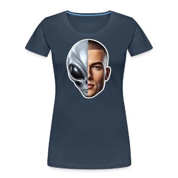 Programme d’hybridation humaine hybride extraterrestre - T-shirt bio Premium Femme - bleu marine - Devant - Mia (176cm)